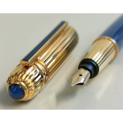 PASHA de CARTIER Penna Stilografica BLU nib ORO 18k Vintage Fountain Pen TRINITY