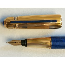 PASHA de CARTIER Penna Stilografica BLU nib ORO 18k Vintage Fountain Pen TRINITY
