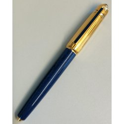 PASHA de CARTIER Penna Stilografica BLU nib ORO 18k Vintage Fountain Pen TRINITY