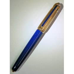 PASHA de CARTIER Penna Stilografica BLU nib ORO 18k Vintage Fountain Pen TRINITY