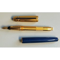 PASHA de CARTIER Penna Stilografica BLU nib ORO 18k Vintage Fountain Pen TRINITY