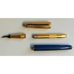 PASHA de CARTIER Penna Stilografica BLU nib ORO 18k Vintage Fountain Pen TRINITY