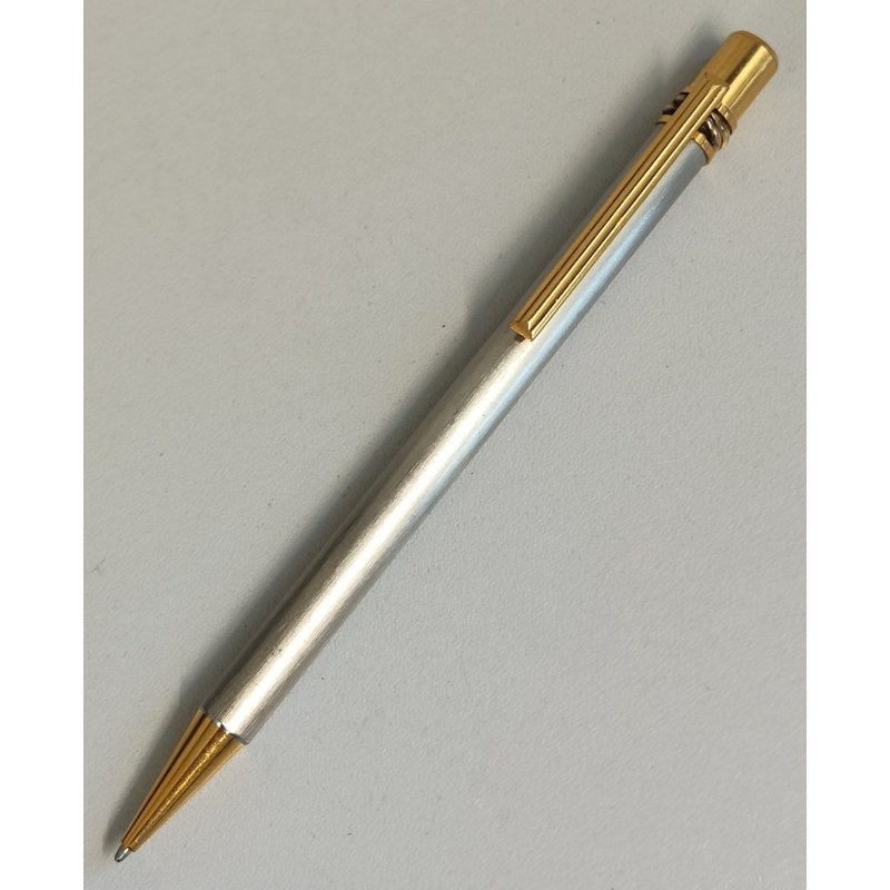 MUST de CARTIER SANTOS Penna Sfera ACCIAIO ORO Vintage Ballpoint Pen TRINITY