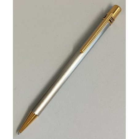 MUST de CARTIER SANTOS Penna Sfera ACCIAIO ORO Vintage Ballpoint Pen TRINITY