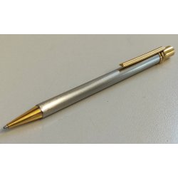 MUST de CARTIER SANTOS Penna Sfera ACCIAIO ORO Vintage Ballpoint Pen TRINITY