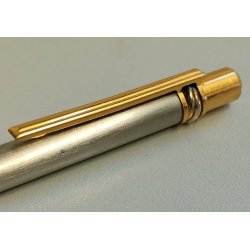 MUST de CARTIER SANTOS Penna Sfera ACCIAIO ORO Vintage Ballpoint Pen TRINITY
