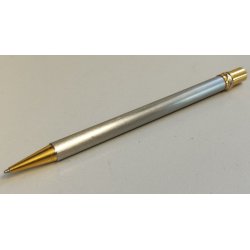 MUST de CARTIER SANTOS Penna Sfera ACCIAIO ORO Vintage Ballpoint Pen TRINITY