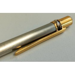 MUST de CARTIER SANTOS Penna Sfera ACCIAIO ORO Vintage Ballpoint Pen TRINITY