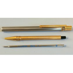 MUST de CARTIER SANTOS Penna Sfera ACCIAIO ORO Vintage Ballpoint Pen TRINITY