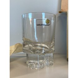 SET 6 BICCHIERI CRISTALLO Mod. Nostromo BASE TRILOBATA WHISKY ø 8x12 cm/h '70s