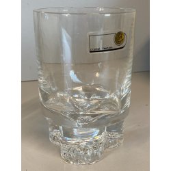 SET 6 BICCHIERI CRISTALLO Mod. Nostromo BASE TRILOBATA WHISKY ø 8x12 cm/h '70s