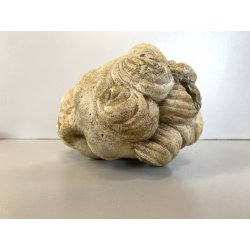 SCULTURA TESTA BAMBINO PUTTO PIETRA ARENARIA STILE BAROCCO NEOCLASSICO XVIII sec