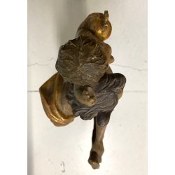 SCULTURA SAN CRISTOFORO BAMBINO GESU LEGNO SCOLPITO DIPINTO DORATO 63 cm/h '900