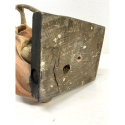 SCULTURA SAN CRISTOFORO BAMBINO GESU LEGNO SCOLPITO DIPINTO DORATO 63 cm/h '900