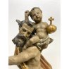 SCULTURA SAN CRISTOFORO BAMBINO GESU LEGNO SCOLPITO DIPINTO DORATO 63 cm/h '900