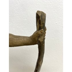 SCULTURA SAN CRISTOFORO BAMBINO GESU LEGNO SCOLPITO DIPINTO DORATO 63 cm/h '900