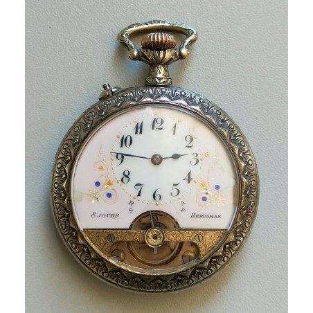 Hebdomas 8 days ANTICO OROLOGIO TASCA epoca 900 OLD POCKET WATCH taschino ø 50mm