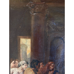 ANTICO DIPINTO OLIO TELA SCENA "Il sacramento del matrimonio" COPIA D'AUTORE 800