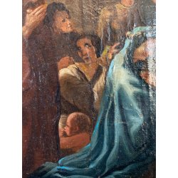 ANTICO DIPINTO OLIO TELA SCENA "Il sacramento del matrimonio" COPIA D'AUTORE 800