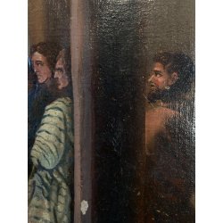 ANTICO DIPINTO OLIO TELA SCENA "Il sacramento del matrimonio" COPIA D'AUTORE 800