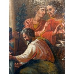 ANTICO DIPINTO OLIO TELA SCENA "Il sacramento del matrimonio" COPIA D'AUTORE 800