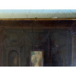 ANTICO DIPINTO OLIO TELA SCENA "Il sacramento del matrimonio" COPIA D'AUTORE 800