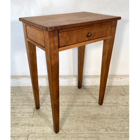 ANTICO TAVOLINO COMODINO epoca 1800 Legno Noce CHIARO CASSETTO Old Night Table