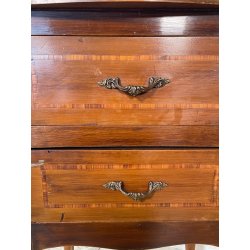 ANTICO COMODINO INTARSIATO LEGNO STILE LUIGI XV epoca '900 DOPPIO CASSETTO TABLE