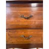 ANTICO COMODINO INTARSIATO LEGNO STILE LUIGI XV epoca '900 DOPPIO CASSETTO TABLE