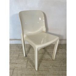 SEDIA ARTEMIDE BIANCA SELENE PLASTICA VINTAGE ANNI 60 DESIGN VICO MAGISTRETTI