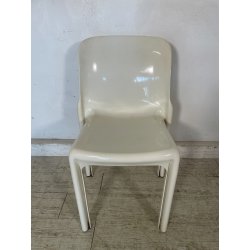 SEDIA ARTEMIDE BIANCA SELENE PLASTICA VINTAGE ANNI 60 DESIGN VICO MAGISTRETTI