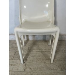 SEDIA ARTEMIDE BIANCA SELENE PLASTICA VINTAGE ANNI 60 DESIGN VICO MAGISTRETTI