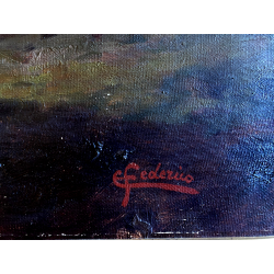 QUADRO DIPINTO OLIO FIRMATO C. Federico PAESAGGIO NATURALE SELVA SENTIERO '800