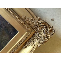 QUADRO DIPINTO OLIO FIRMATO C. Federico PAESAGGIO NATURALE SELVA SENTIERO '800