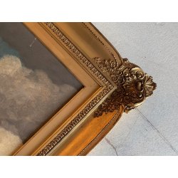 QUADRO DIPINTO OLIO FIRMATO C. Federico PAESAGGIO NATURALE SELVA SENTIERO '800