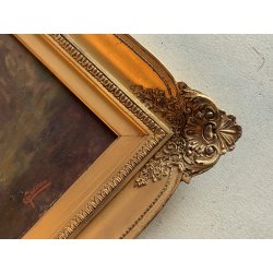 QUADRO DIPINTO OLIO FIRMATO C. Federico PAESAGGIO NATURALE SELVA SENTIERO '800