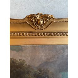 QUADRO DIPINTO OLIO FIRMATO C. Federico PAESAGGIO NATURALE SELVA SENTIERO '800