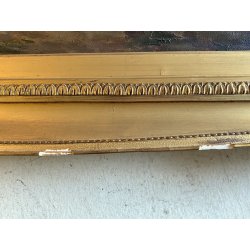 QUADRO DIPINTO OLIO FIRMATO C. Federico PAESAGGIO NATURALE SELVA SENTIERO '800