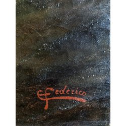 QUADRO DIPINTO OLIO FIRMATO C. Federico PAESAGGIO PASTORALE SELVA PECORE '800