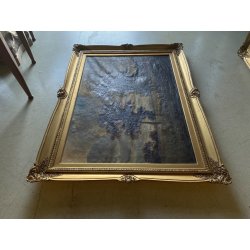 QUADRO DIPINTO OLIO FIRMATO C. Federico PAESAGGIO PASTORALE SELVA PECORE '800