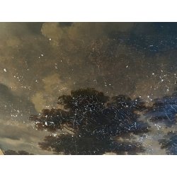 QUADRO DIPINTO OLIO FIRMATO C. Federico PAESAGGIO PASTORALE SELVA PECORE '800