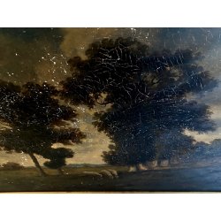 QUADRO DIPINTO OLIO FIRMATO C. Federico PAESAGGIO PASTORALE SELVA PECORE '800