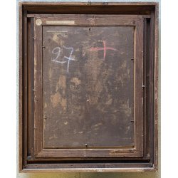 ANTICO DIPINTO OLIO A. Tominetti "Paese Montano" CERVINO ALPI BORGO CONTADINO