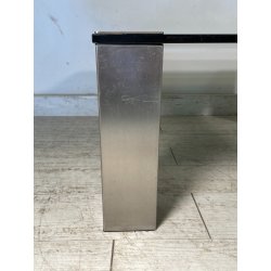 TAVOLINO SALA SALOTTO ACCIAIO VETRO FUME VINTAGE ANNI 70 DESIGN TABLE 74X74 CM