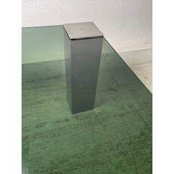 TAVOLINO SALA SALOTTO ACCIAIO VETRO FUME VINTAGE ANNI 70 DESIGN TABLE 74X74 CM