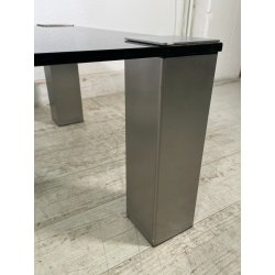 TAVOLINO SALA SALOTTO ACCIAIO VETRO FUME VINTAGE ANNI 70 DESIGN TABLE 74X74 CM