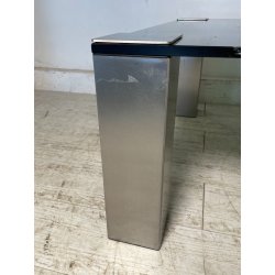TAVOLINO SALA SALOTTO ACCIAIO VETRO FUME VINTAGE ANNI 70 DESIGN TABLE 74X74 CM