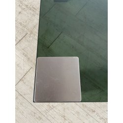 TAVOLINO SALOTTO SALA ACCIAIO VETRO FUME VINTAGE ANNI 70 DESIGN TABLE 74X74 CM