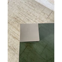 TAVOLINO SALOTTO SALA ACCIAIO VETRO FUME VINTAGE ANNI 70 DESIGN TABLE 74X74 CM