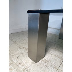 TAVOLINO SALOTTO SALA ACCIAIO VETRO FUME VINTAGE ANNI 70 DESIGN TABLE 74X74 CM